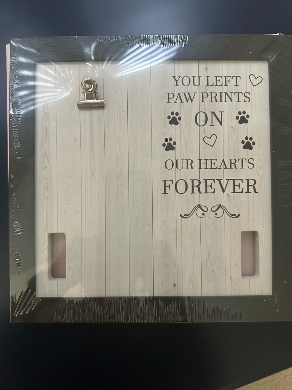 NEW Paw Prints On Our Hearts Forever Wood Frame: Pet Memorial Frame